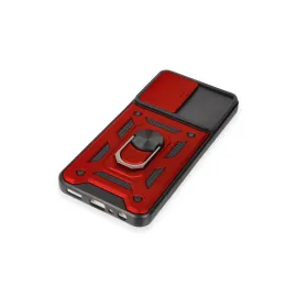 Newface Samsung Galaxy M14 5G Kılıf Pars Lens Yüzüklü Silikon - Kırmızı