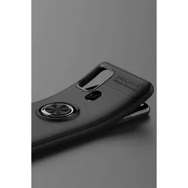 Newface Samsung Galaxy M31 Kılıf Range Yüzüklü Silikon - Siyah-Mavi