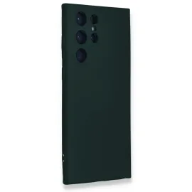 Newface Samsung Galaxy S23 Ultra Kılıf Nano Içi Kadife Silikon - Koyu Yeşil