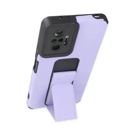 Newface Xiaomi Redmi Note 10 Pro Kılıf Mega Standlı Silikon - Lila