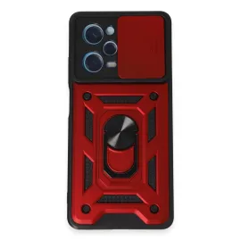 Newface Xiaomi Redmi Note 12 Pro 5G Kılıf Pars Lens Yüzüklü Silikon - Kırmızı