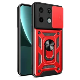 Newface Xiaomi Redmi Note 13 Pro 4G Pars Lens Yüzüklü Silikon - Kırmızı