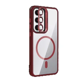 Joko Samsung Galaxy S24 Fe Remim Lensli Magsafe Standlı Kapak - Bordo