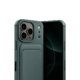 Newface Apple Iphone 17 Pro Kelvin Kartvizitli Silikon - Koyu Yeşil