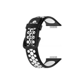 Newface Huawei Watch Fit 2 Spor Delikli Kordon - Siyah-Beyaz