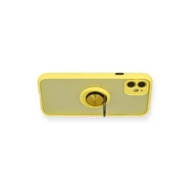 Newface Iphone 11 Kılıf Montreal Yüzüklü Silikon Kapak - Sarı