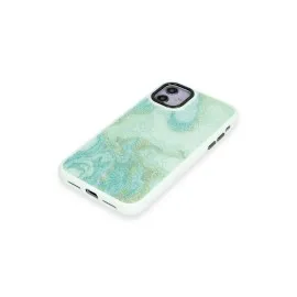 Newface Iphone 12 Kılıf Moda Simli Kapak - Yeşil