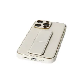 Newface Iphone 13 Pro Kılıf Coco Deri Standlı Kapak - Beyaz