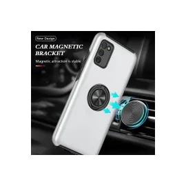 Newface Samsung Galaxy A02S Kılıf Elit Yüzüklü Kapak - Gümüş