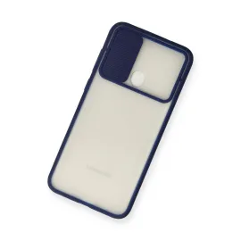 Newface Samsung Galaxy A11 Kılıf Palm Buzlu Kamera Sürgülü Silikon - Lacivert