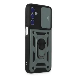 Newface Samsung Galaxy M34 5G Kılıf Pars Lens Yüzüklü Silikon - Yeşil