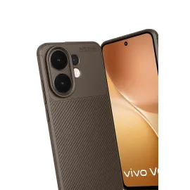 Newface Vivo V60 5G Auto Focus Karbon Kapak - Kahverengi