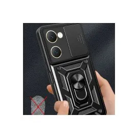 Newface Vivo Y18 Kılıf Pars Lens Yüzüklü Silikon - Siyah