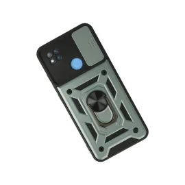 Newface Xiaomi Redmi 9C Kılıf Pars Lens Yüzüklü Silikon - Yeşil