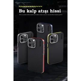 Joko Iphone 15 Pro Max Kılıf Aramid 600D Kevlar Karbon Fiber Magsafe Kapak - Kırmızı