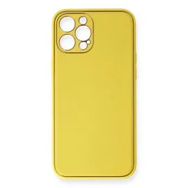 Newface Iphone 12 Pro Max Kılıf Coco Deri Silikon Kapak - Sarı