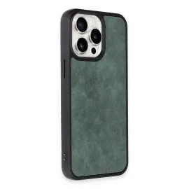 Newface Iphone 15 Pro Max Kılıf Aras Deri Kapak - Koyu Yeşil