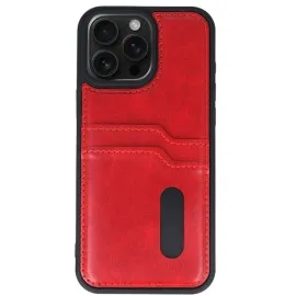 Newface Iphone 15 Pro Max Kılıf Sara Kartvizitli Deri Kılıf - Kırmızı