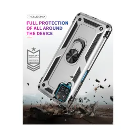 Newface Samsung Galaxy A22 Kılıf Sofya Yüzüklü Silikon Kapak - Gümüş