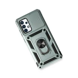 Newface Samsung Galaxy A73 5G Kılıf Pars Lens Yüzüklü Silikon - Yeşil