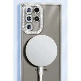 Newface Samsung Galaxy S25 Ultra Kılıf Joke Simli Magneticsafe Kılıf - Pembe