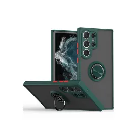 Newface Samsung Galaxy S25 Ultra Kılıf Montreal Yüzüklü Silikon Kapak - Yeşil