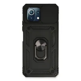 Newface Xiaomi Mi 11 Lite Kılıf Pars Lens Yüzüklü Silikon - Siyah