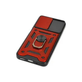 Newface Xiaomi Poco M5 Kılıf Pars Lens Yüzüklü Silikon - Kırmızı