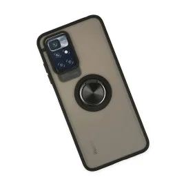 Newface Xiaomi Redmi 10 2022 Kılıf Montreal Yüzüklü Silikon Kapak - Siyah