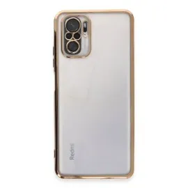 Newface Xiaomi Redmi Note 10 Kılıf Razer Lensli Silikon - Gold