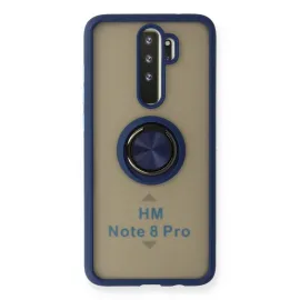 Newface Xiaomi Redmi Note 8 Pro Kılıf Montreal Yüzüklü Silikon Kapak - Lacivert