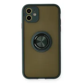 Newface Iphone 11 Kılıf Montreal Yüzüklü Silikon Kapak - Yeşil