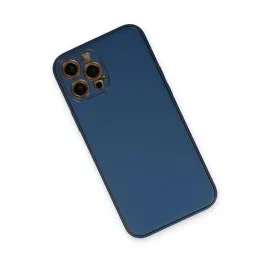 Newface Iphone 12 Pro Max Kılıf Coco Deri Silikon Kapak - Açık Mavi