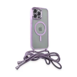 Newface Iphone 12 Pro Max Kılıf Divo Lazer Askılı Magsafe Kapak - Lila