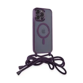 Newface Iphone 13 Pro Max Kılıf Divo Lazer Askılı Magsafe Kapak - Derin Mor