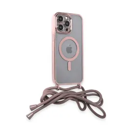 Newface Iphone 13 Pro Max Kılıf Divo Lazer Askılı Magsafe Kapak - Pembe