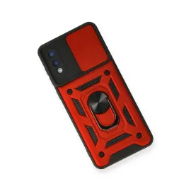 Newface Samsung Galaxy A02 Kılıf Pars Lens Yüzüklü Silikon - Kırmızı