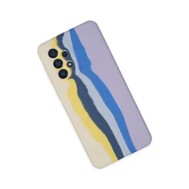 Newface Samsung Galaxy A53 5G Kılıf Ebruli Lansman Silikon - Sarı-Lila