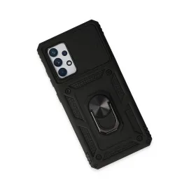 Newface Samsung Galaxy A72 Kılıf Pars Lens Yüzüklü Silikon - Siyah