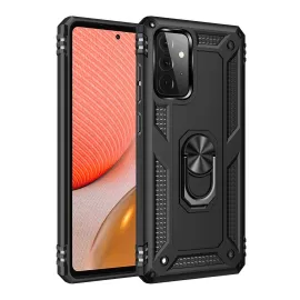 Newface Samsung Galaxy A72 Kılıf Sofya Yüzüklü Silikon Kapak - Siyah