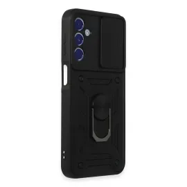 Newface Samsung Galaxy M34 5G Kılıf Pars Lens Yüzüklü Silikon - Siyah