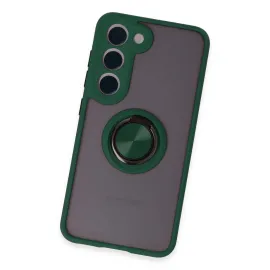 Newface Samsung Galaxy S23 Kılıf Montreal Yüzüklü Silikon Kapak - Yeşil