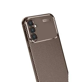 Newface Samsung Galaxy S24 Fe Kılıf Auto Focus Karbon Kapak - Kahverengi