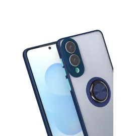 Newface Samsung Galaxy S25 Edge Kılıf Montreal Yüzüklü Silikon Kapak - Lacivert