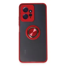 Newface Xiaomi Redmi Note 12 4G Kılıf Montreal Yüzüklü Silikon Kapak - Kırmızı