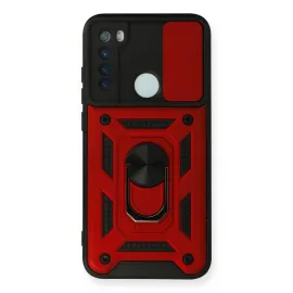 Newface Xiaomi Redmi Note 8 Kılıf Pars Lens Yüzüklü Silikon - Kırmızı