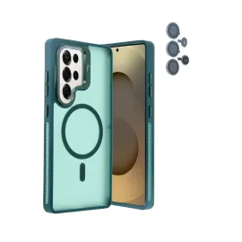 Joko Samsung Galaxy S25 Ultra Flet Lens Magsafe Kapak - Koyu Yeşil