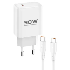 Joko Jk89 30W Type-C Çıkışlı Ekstra Dc67 1M Type-C To Type-C Kablolu Pd Şarj Cihazı - Beyaz