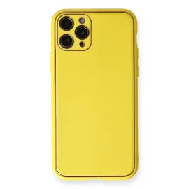 Newface Iphone 11 Pro Kılıf Coco Deri Silikon Kapak - Sarı