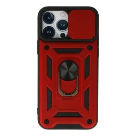 Newface Iphone 13 Pro Max Kılıf Pars Lens Yüzüklü Silikon - Kırmızı